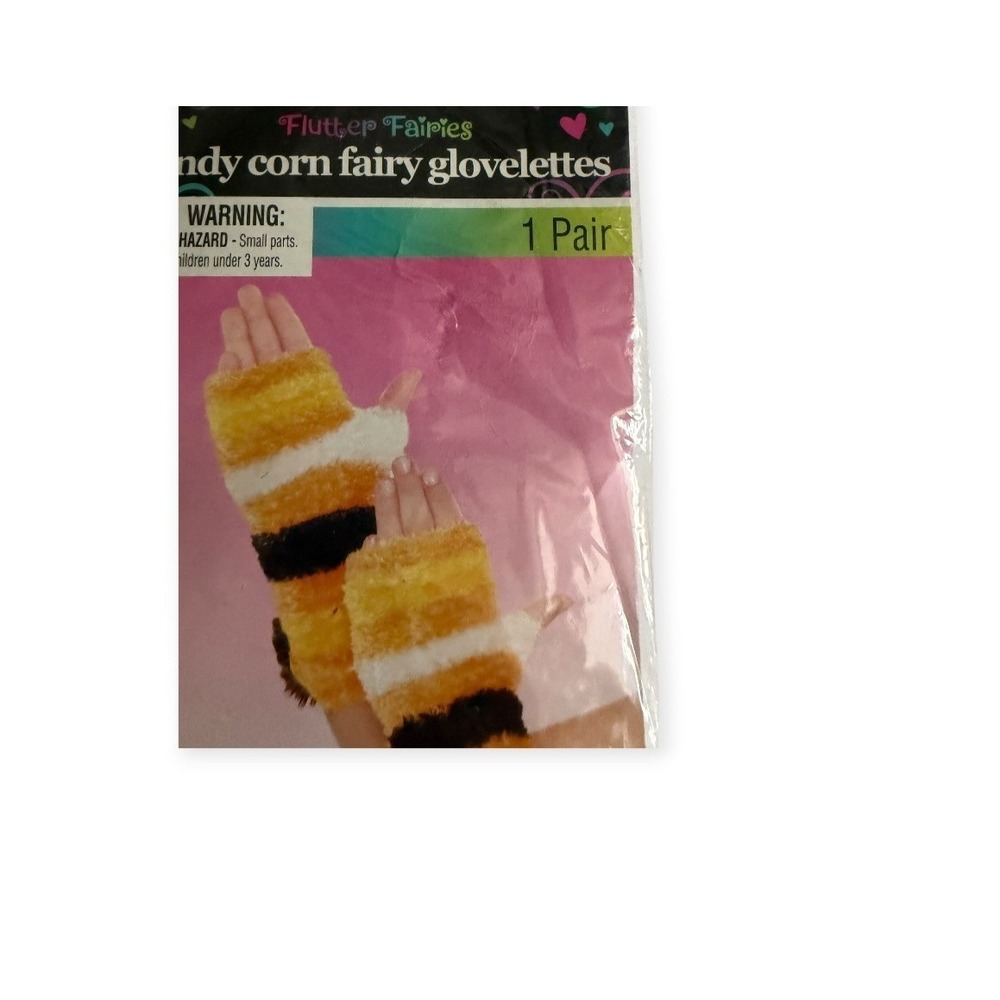 Candy Corn Halloween Glovelettes Dress Up Costume Kids 4+  New One Pair Gloves